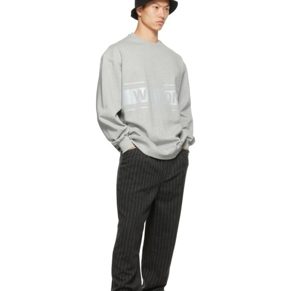 NEW We11done Gray Reflective Logo Sweatshirt - Picture 2 of 9